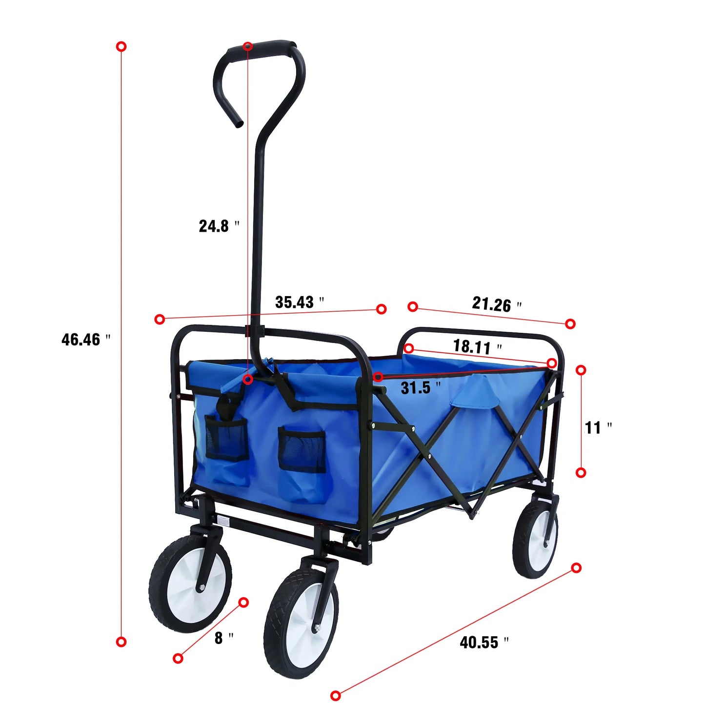 Folding Wagon Garden Cart - Large Capacity Utility Grocery Shopping Beach Carts with Wheels Moving Trolley for Outdoor