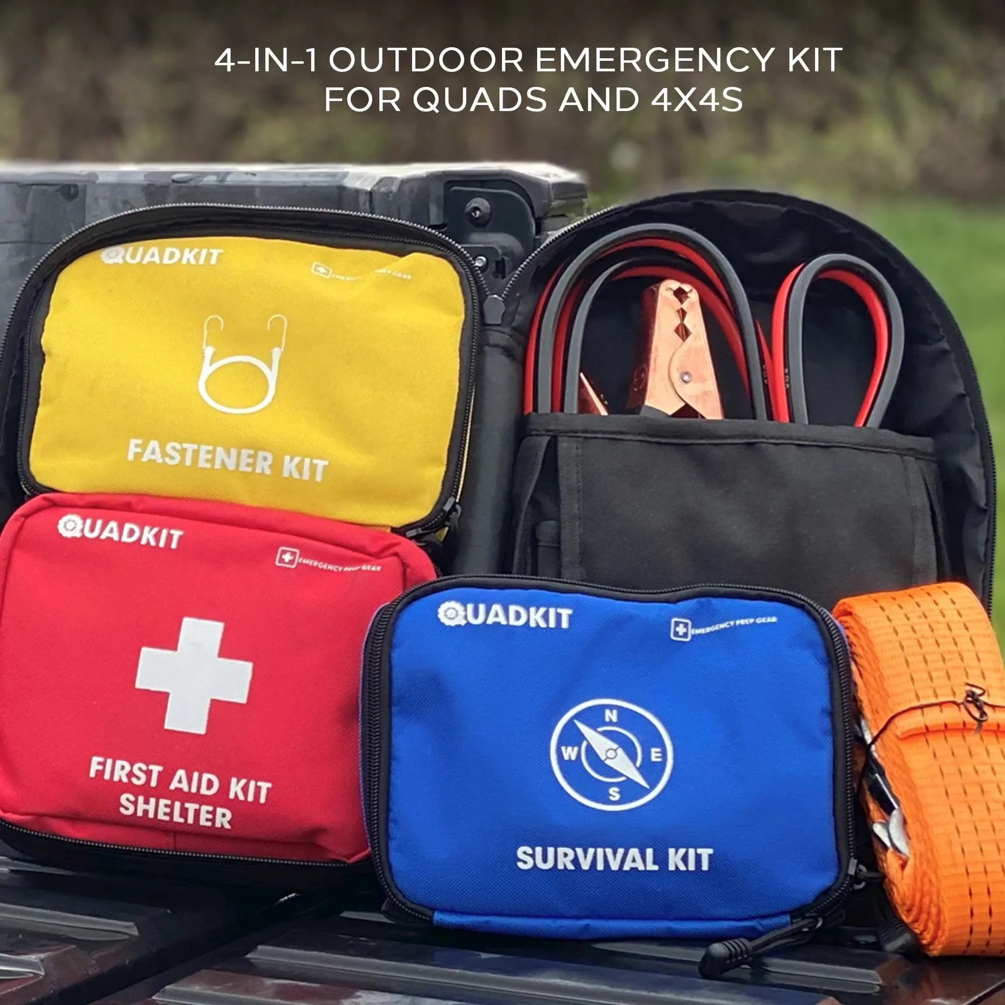 QUADKIT ATV Emergency Kit - Survival Kit & Military Tools Kit 106 Essential Items Camping First Aid Kit Gifts for Men