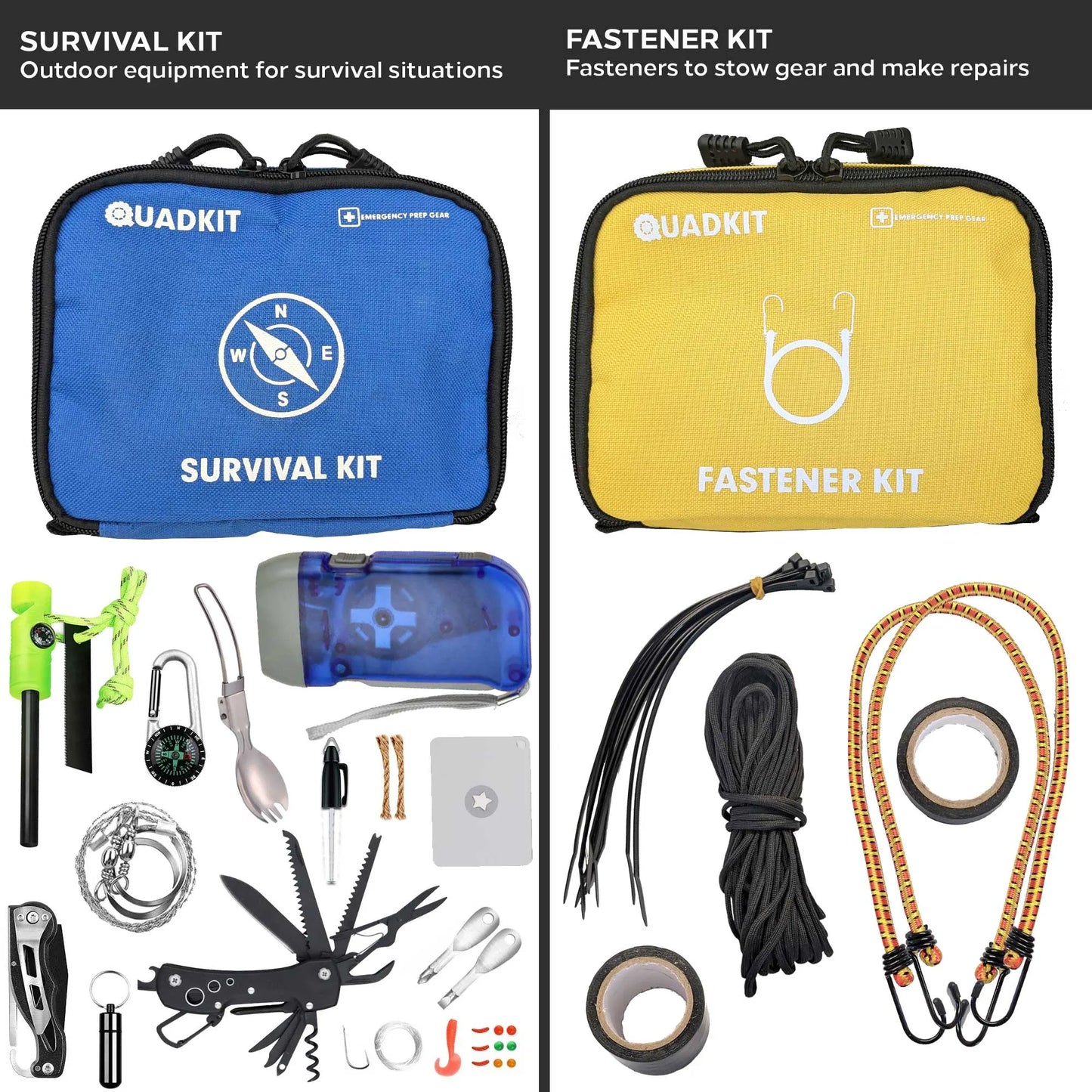 QUADKIT ATV Emergency Kit - Survival Kit & Military Tools Kit 106 Essential Items Camping First Aid Kit Gifts for Men