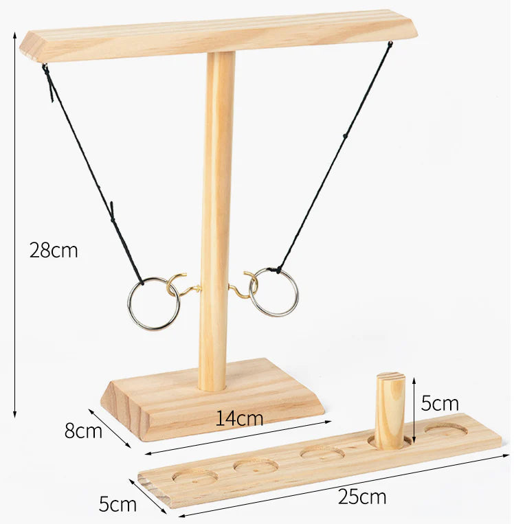 Ring Toss Game Party Drinking Game Wooden Ring Toss Hooks Fast-paced Interactive Game for Bars Home Board Games Pinball