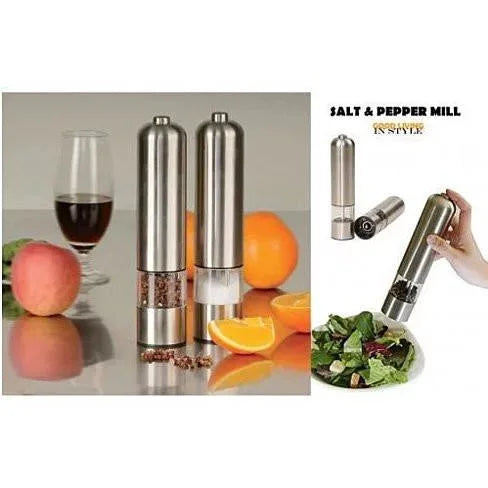 You and Me Electric Salt and Pepper Grinder Set - Stainless Steel Salt and Pepper Shakers | Dispenser Pepper Mill Gift